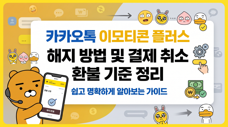 카카오톡 이모티콘 플러스 해지 방법 및 결제 취소 환불 기준 정리