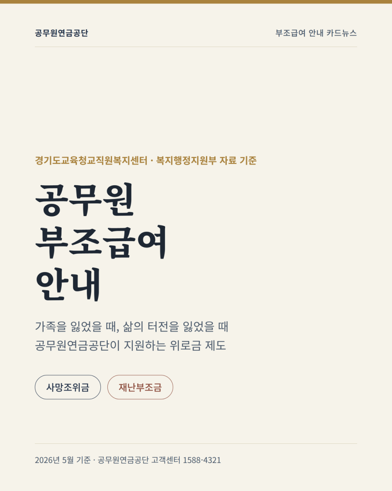 몰랐다면 손해! 공무원 사망조위금·재난부조금 지급 기준 총정리