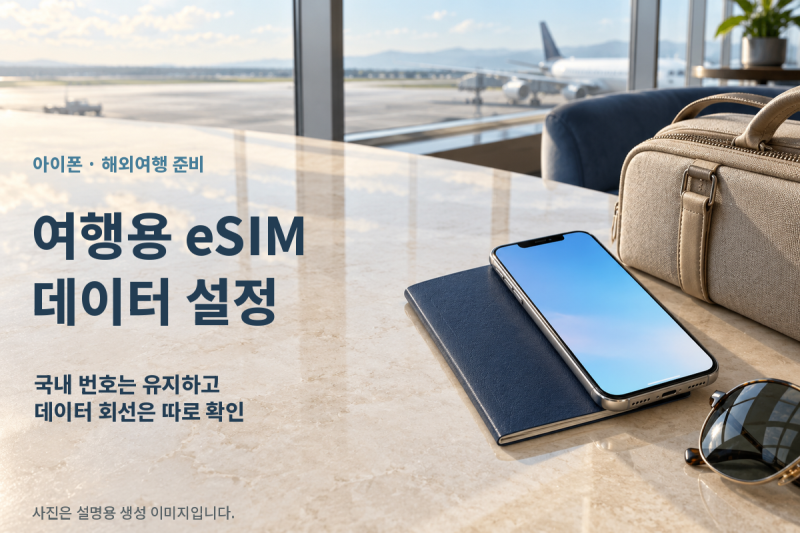 아이폰 해외여행 eSIM 설정, 데이터 회선과 로밍 확인하기