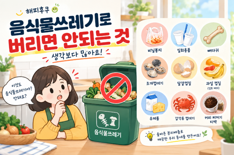음식물쓰레기로 버리면 안 되는 것 총정리 계란껍데기부터 과일씨, 뼈까지 헷갈린다면