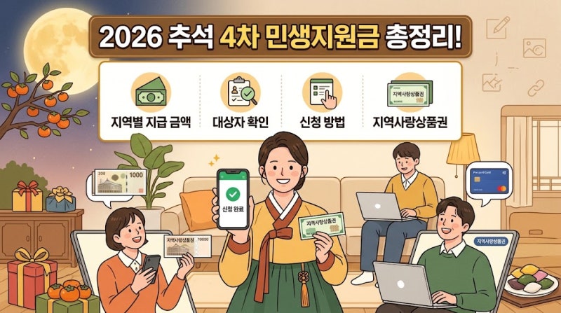 2026 추석 4차 민생지원금 지역별 지급 금액 및 신청 방법 총정리!