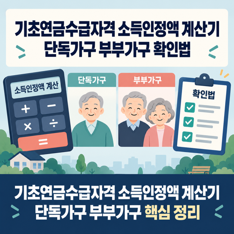 기초연금수급자격 소득인정액 계산기를 써보고 단독가구 부부가구에 대해 알게됨