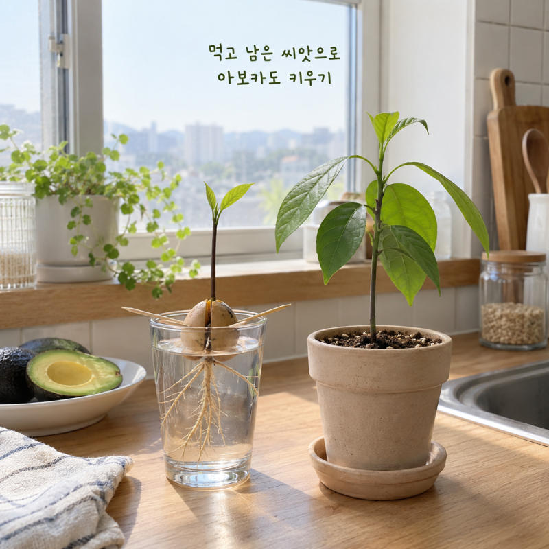 먹고 남은 씨앗으로 아보카도 키우기 생각보다 오래 걸려요