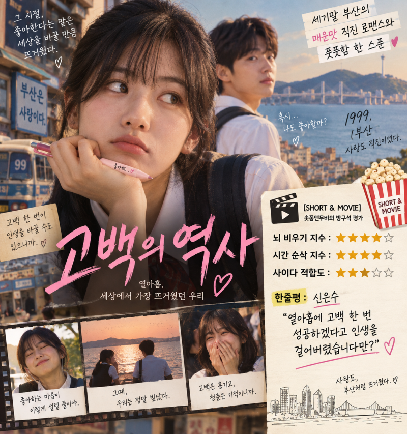 고백의 역사 후기, 1998년 세기말 감성에 개연성 던지고 직진하는 넷플릭스 청춘 로맨스 영화 ....