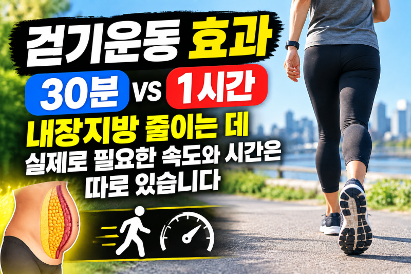 걷기운동 효과 — 30분 vs 1시간, 내장지방 줄이는 데 실제로 필요한 속도와 시간은 따로 있습....