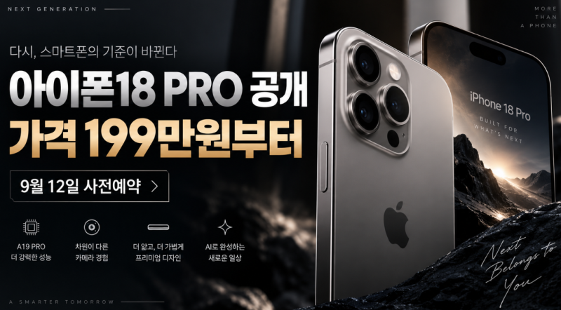 아이폰18 프로 공개, 가격 199만원부터…출시일·사전예약·달라진 점 총정리