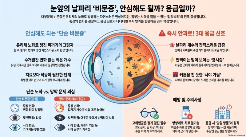 눈앞에 날파리가 떠다닌다면(비문증) — 이 3가지 신호는 응급입니다