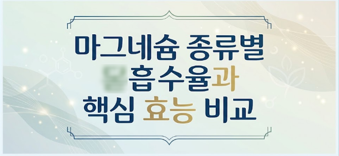 젖산·액상·킬레이트 마그네슘 글리시네이트 종류별 흡수율과 핵심 효능 비교