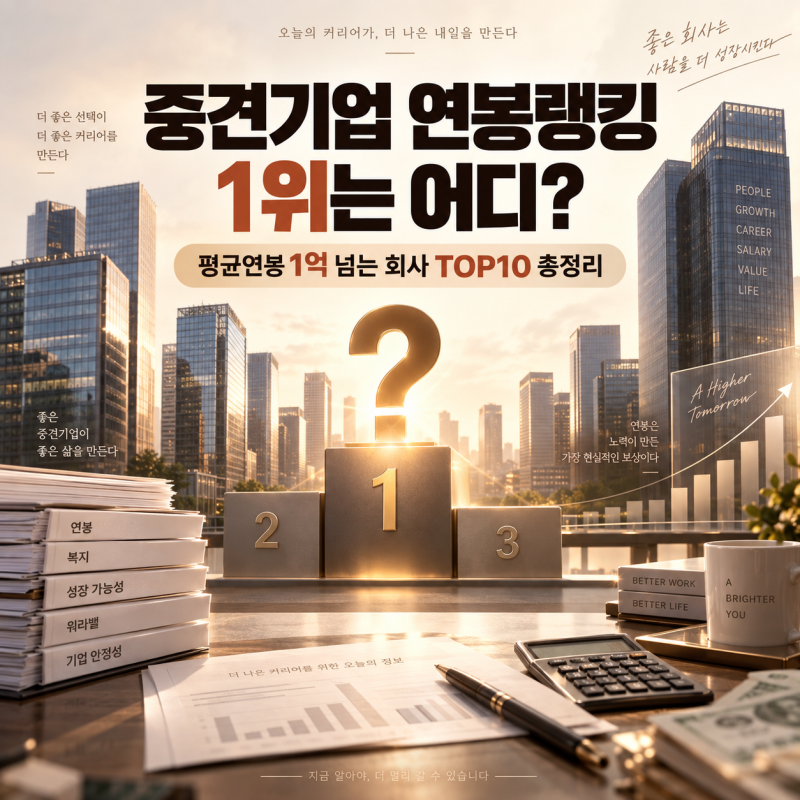 중견기업 연봉순위 1위는 어디? 평균연봉 1억 넘는 회사 TOP10 총정리
