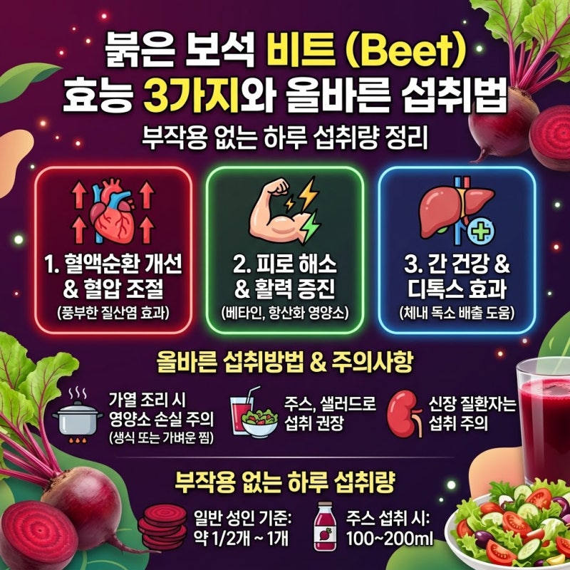 비트 효능 3가지와 올바른 섭취방법, 부작용 없는 하루 섭취량 정리