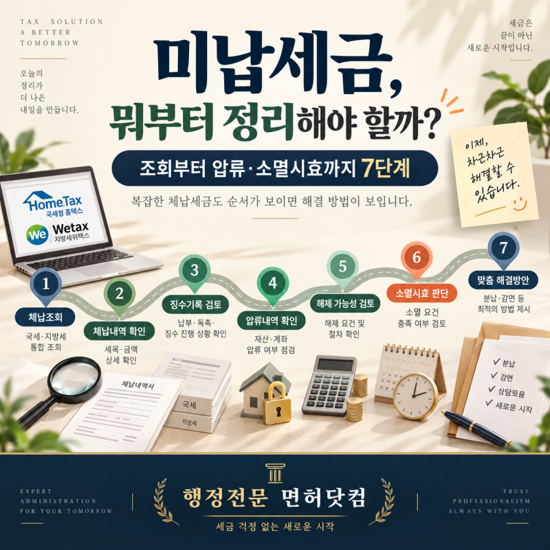 미납세금, 뭐부터 정리해야 할까? 국세·지방세 체납조회부터 통장압류와 소멸시효 확인까지....