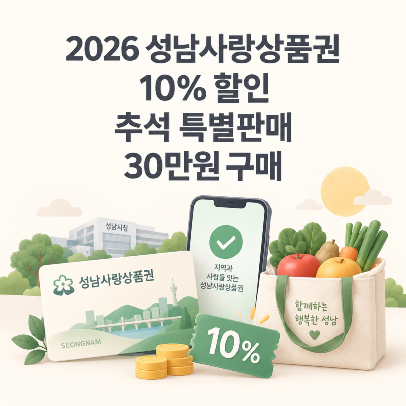 2026 성남사랑상품권 10% 할인｜추석 특별판매 30만원 구매방법