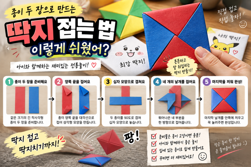 “딱지 접는 법 이렇게 쉬웠어?” 종이 2장으로 튼튼한 딱지 만드는 방법