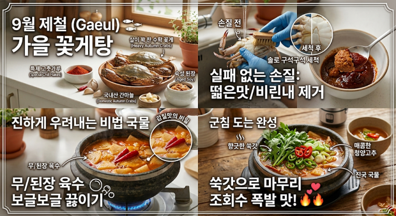 [9월 제철 요리] 국물이 진국인 가을 꽃게탕 맛있게 끓이는 법 (가을 암꽃게)!!