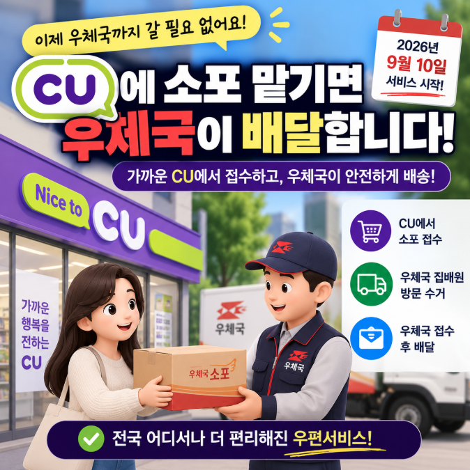 CU 우체국 택배 보내는 방법, 편의점 소포 접수부터 방문수거까지