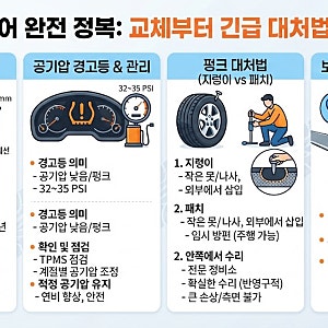 타이어 교체주기부터 공기압 경고등 펑크 지렁이 패치 보험 긴급출동 대처법 총정리