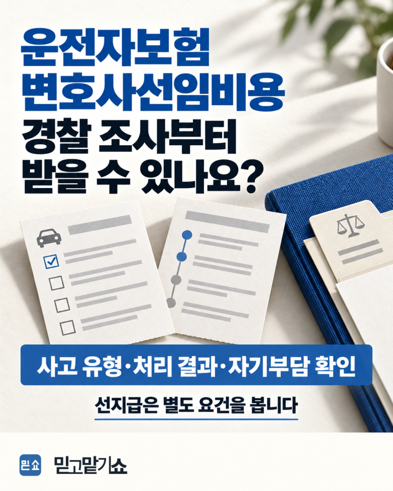 운전자보험 변호사선임비용, 경찰 조사부터 받을 수 있나요?