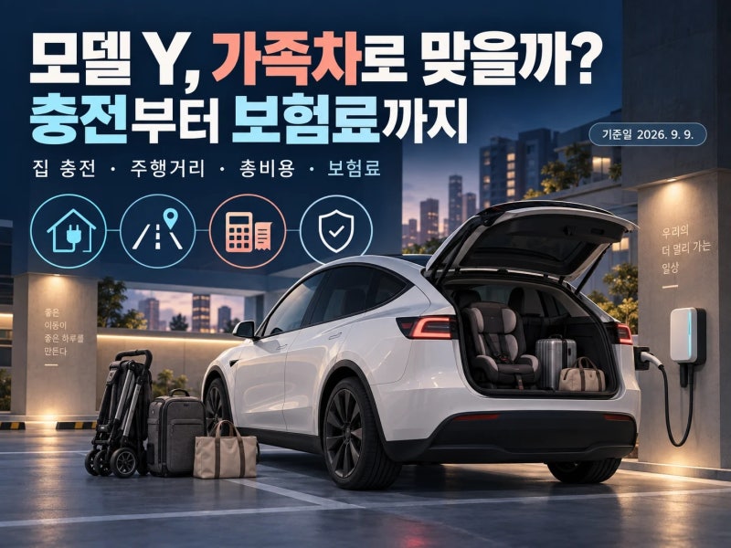 모델 Y를 가족차로 볼 때, 가격표 밖 충전과 보험까지 넣어보세요