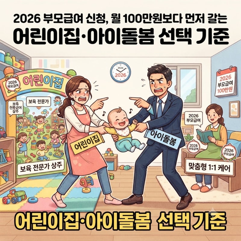 2026 부모급여 신청, 월 100만원보다 먼저 갈리는 어린이집·아이돌봄 선택 기준