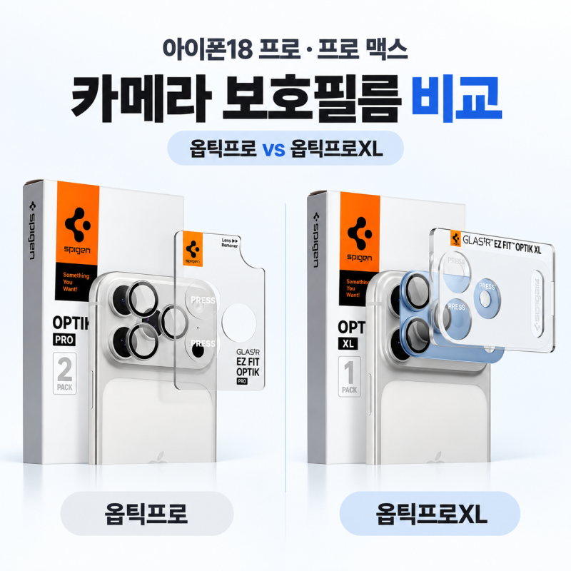 아이폰18 프로·프로 맥스 카메라 보호필름｜슈피겐 옵틱프로 vs 옵틱프로XL 차이 비교