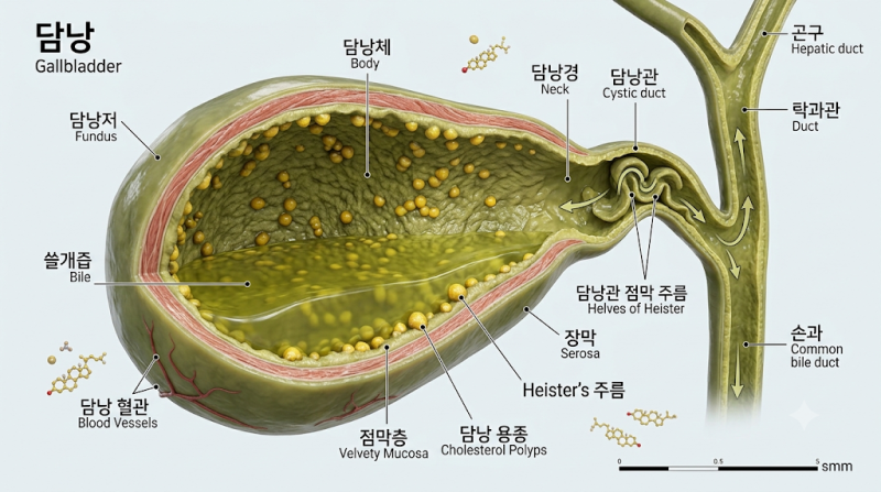 담낭 용종 증상 3가지 원인과 쓸개 혹 오른쪽 윗배 소화에 좋은 음식 예방 생활 수칙