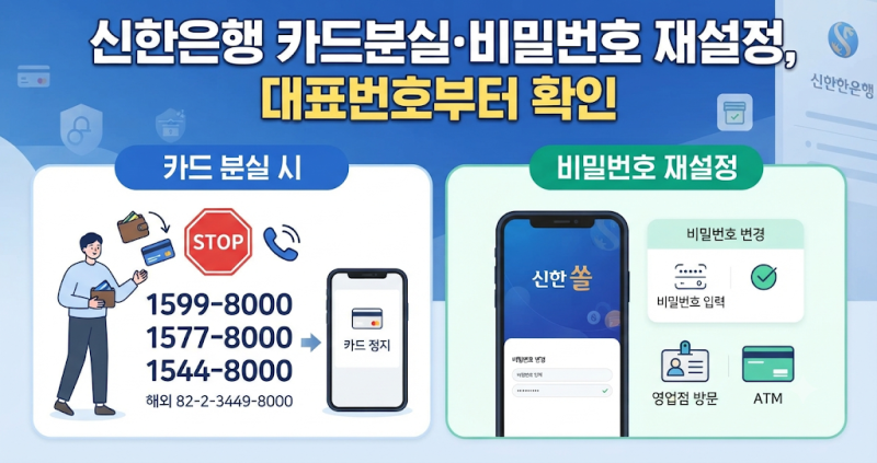 신한은행 카드분실·비밀번호 재설정, 대표번호부터 확인