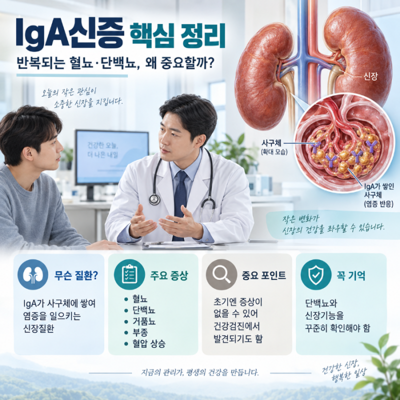 IgA신증 증상, 원인, 검사, 치료, 혈뇨, 단백뇨, 신장기능, 예후 등 총정리