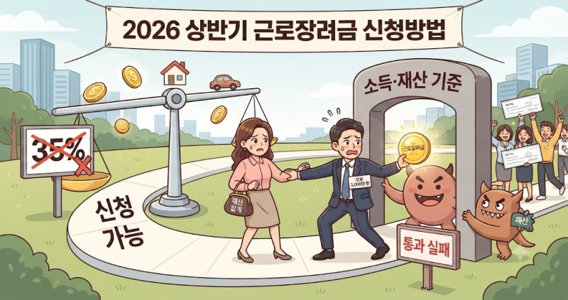 2026 상반기 근로장려금 신청방법, 35%보다 먼저 갈리는 소득·재산 기준
