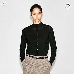 cos 26fw 메리노 울 퍼널넥 가디건