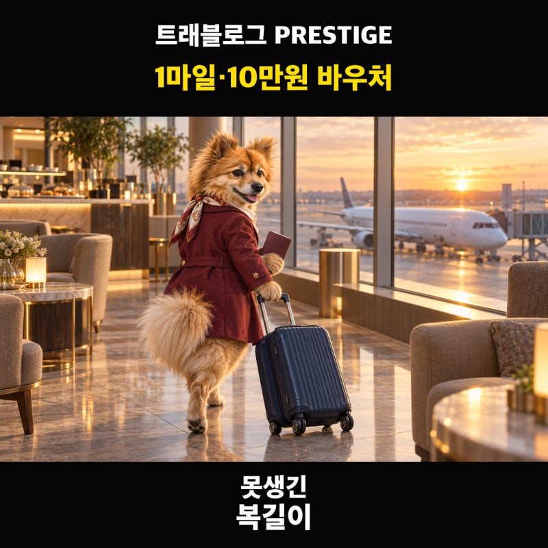 [하나카드] 트래블로그 PRESTIGE 혜택, 1,500원당 1마일과 10만원 바우처