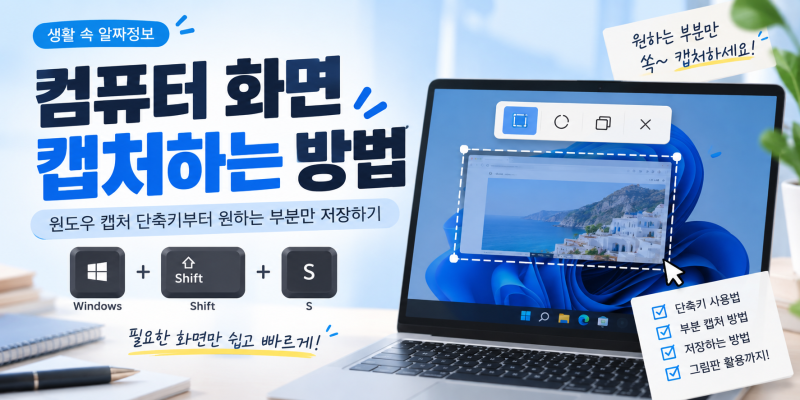 컴퓨터 화면 캡처하는 방법｜윈도우 캡처 단축키부터 원하는 부분만 저장하기