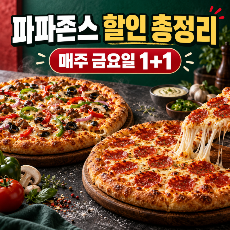 파파존스 할인 총정리! 1+1 통신사, 카드, 쿠폰 혜택