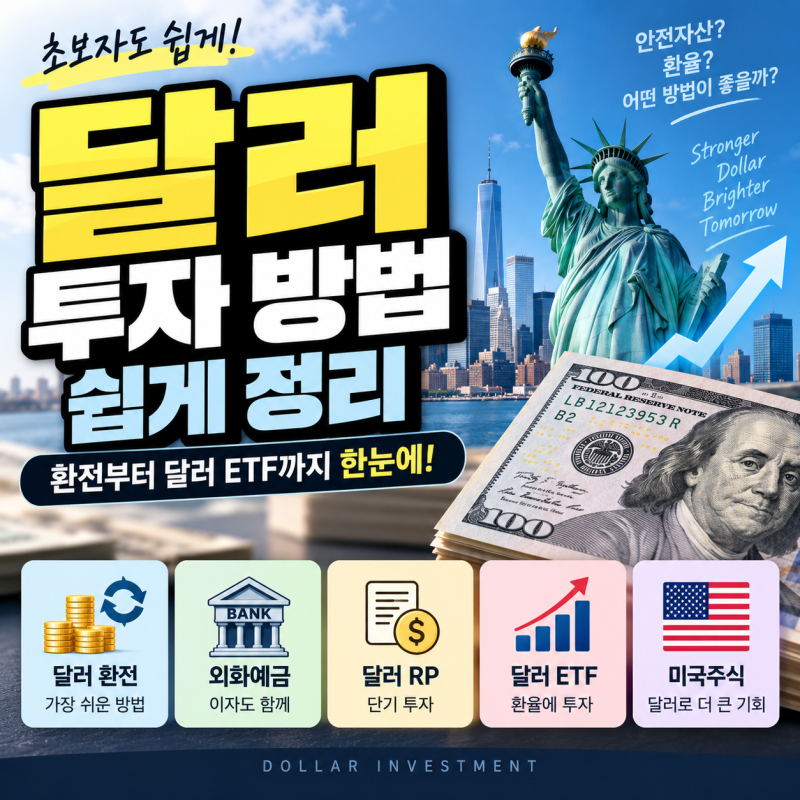 달러 투자 방법 쉽게 정리, 환전부터 외화예금·달러 ETF까지 초보자 가이드
