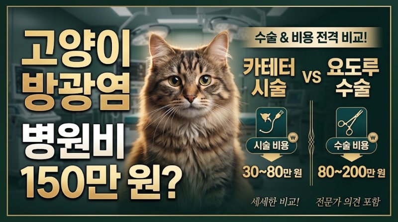 고양이 방광염 때문에 병원비 150만 원? 고양이 요도폐색 카테터 시술 vs 요도루 수술 비용 차....