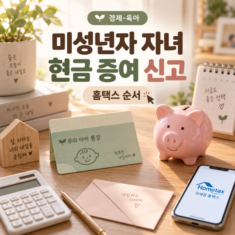 미성년자 자녀 현금 증여 신고방법, 홈택스 순서와 신고기한 정리
