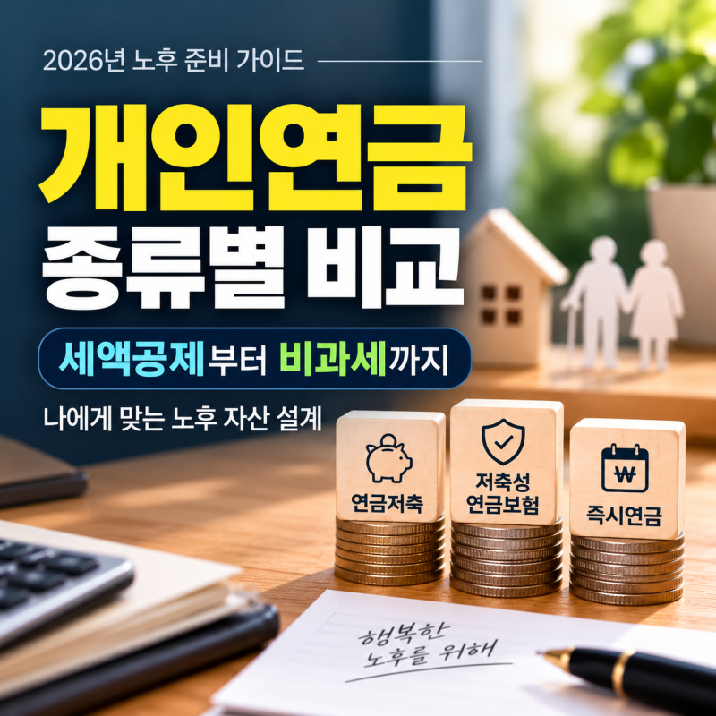 2026년 개인연금 종류별 차이와 연말정산 세액공제 계산법 총정리
