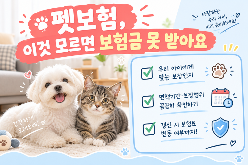 펫보험 가입 전 반드시 확인해야 할 3가지 - 이것만 모르고 가입하면 보험금 못 받습니다