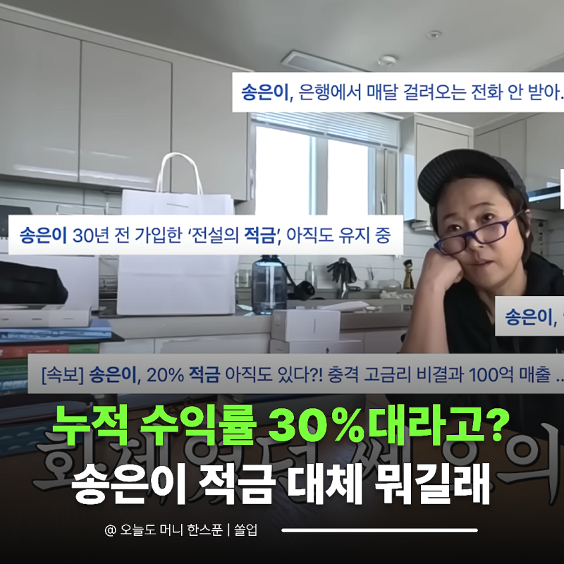 "누적 수익률 30%대라고?" 송은이가 30년 넘게 안 깬 적금 뭐길래