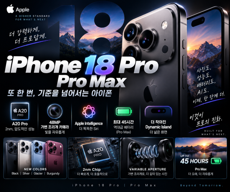아이폰 18 Pro·Pro Max 공개｜A20 Pro·가변 조리개 카메라, 17 Pro와 뭐가 달라졌나?