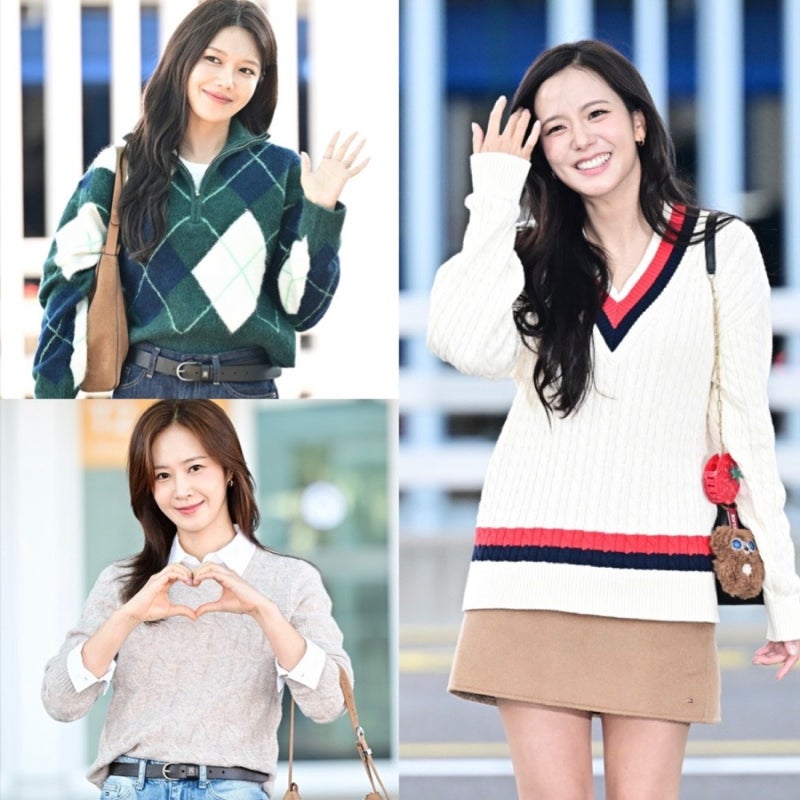 호평 쏟아진 효리수 수영 유리, 블랙핑크 지수 공항패션! 여성 가을 코디 추천 타미 힐피거 (T....
