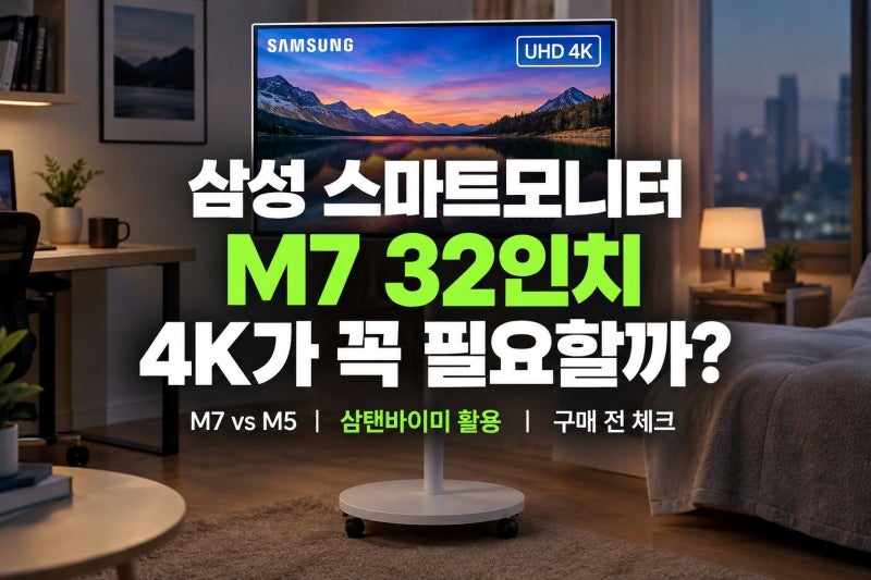 삼성 스마트모니터 M7 32인치 M70F 구매 전 체크, M5와 고민한다면