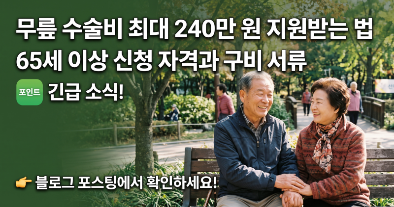 무릎 수술비 최대 240만 원 지원받는 법 : 65세 이상 신청 자격과 구비 서류 총정리