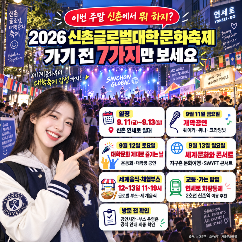 2026 신촌글로벌대학문화축제 11일 시작 공연·세계음식 총정리