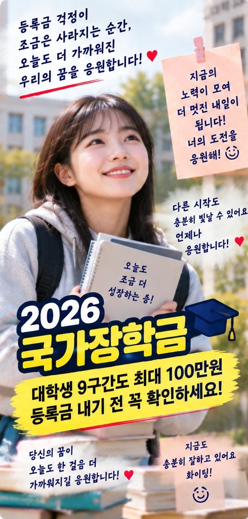 2026 국가장학금｜대학생 9구간도 최대 100만원, 등록금 내기 전 꼭 확인하세요