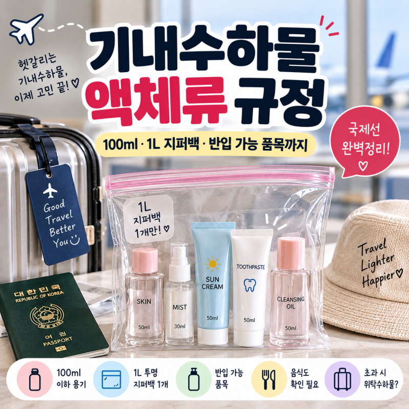 기내수하물 액체 몇 ml까지? 국내선 국제선 반입 기준 정리