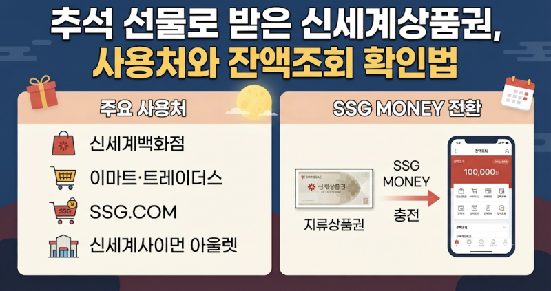추석 선물로 받은 신세계상품권, 사용처와 잔액조회 확인법