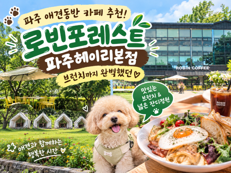 파주 애견동반 카페 추천! 브런치까지 완벽했던 로빈포레스트 파주헤이리본점 방문 후기