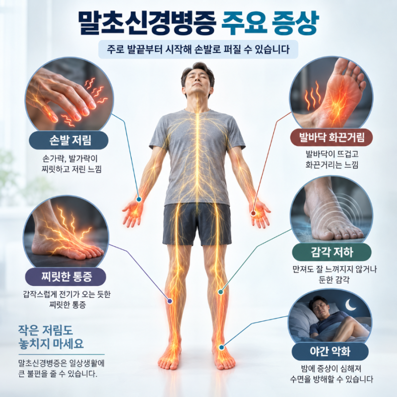 말초신경병증 증상, 원인, 치료, 손발 저림, 발바닥 화끈거림, 그냥 넘기면 안 되는 이유 등 ....