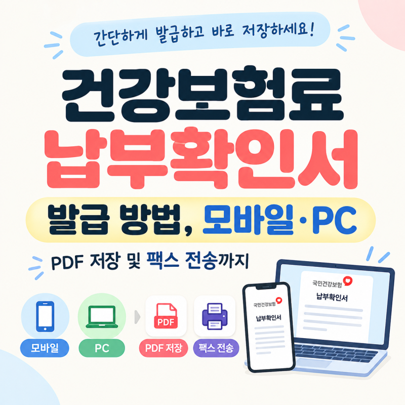 건강보험료 납부확인서 모바일·PC 발급 방법! PDF 저장 및 팩스 전송까지