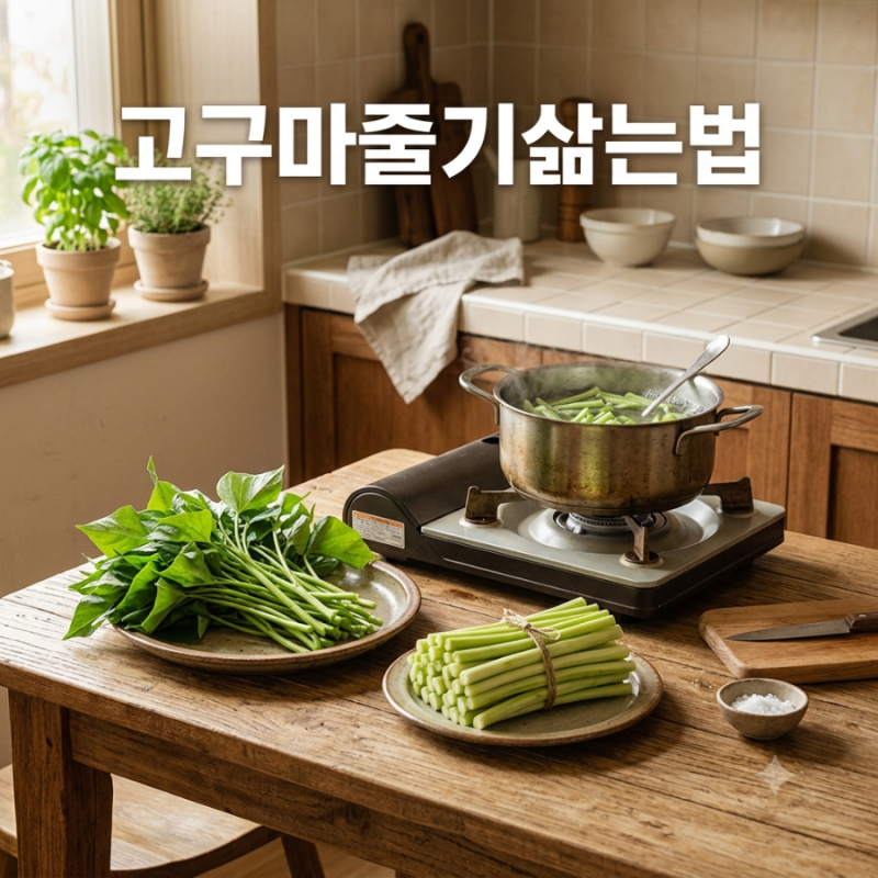 고구마줄기삶는법 질기지 않고 부드럽게 삶는 시간과 껍질 손질법